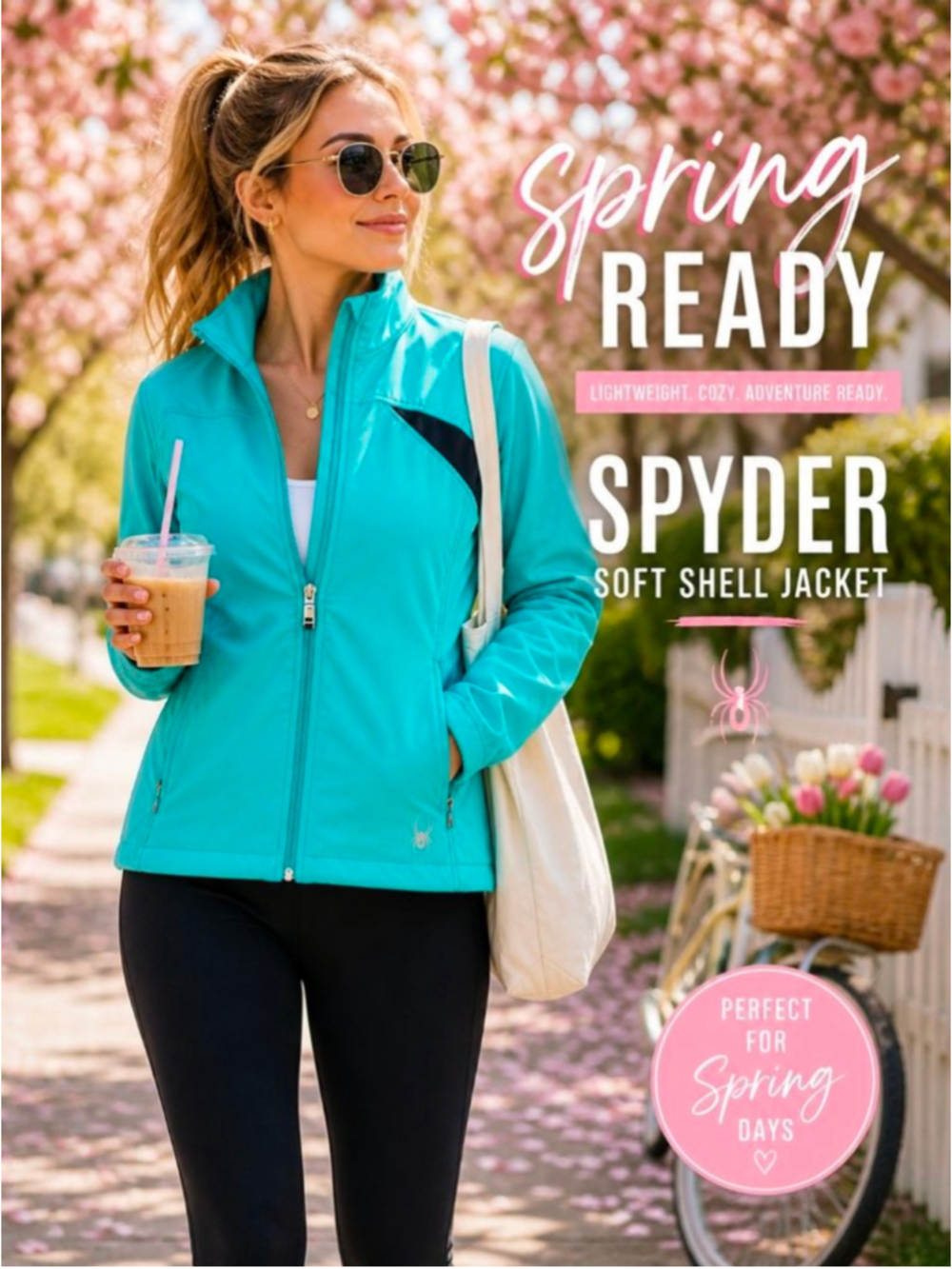 Spyder Aqua Blue Soft Shell Jacket Womens Large Fleece Lined Outdoor Activewear